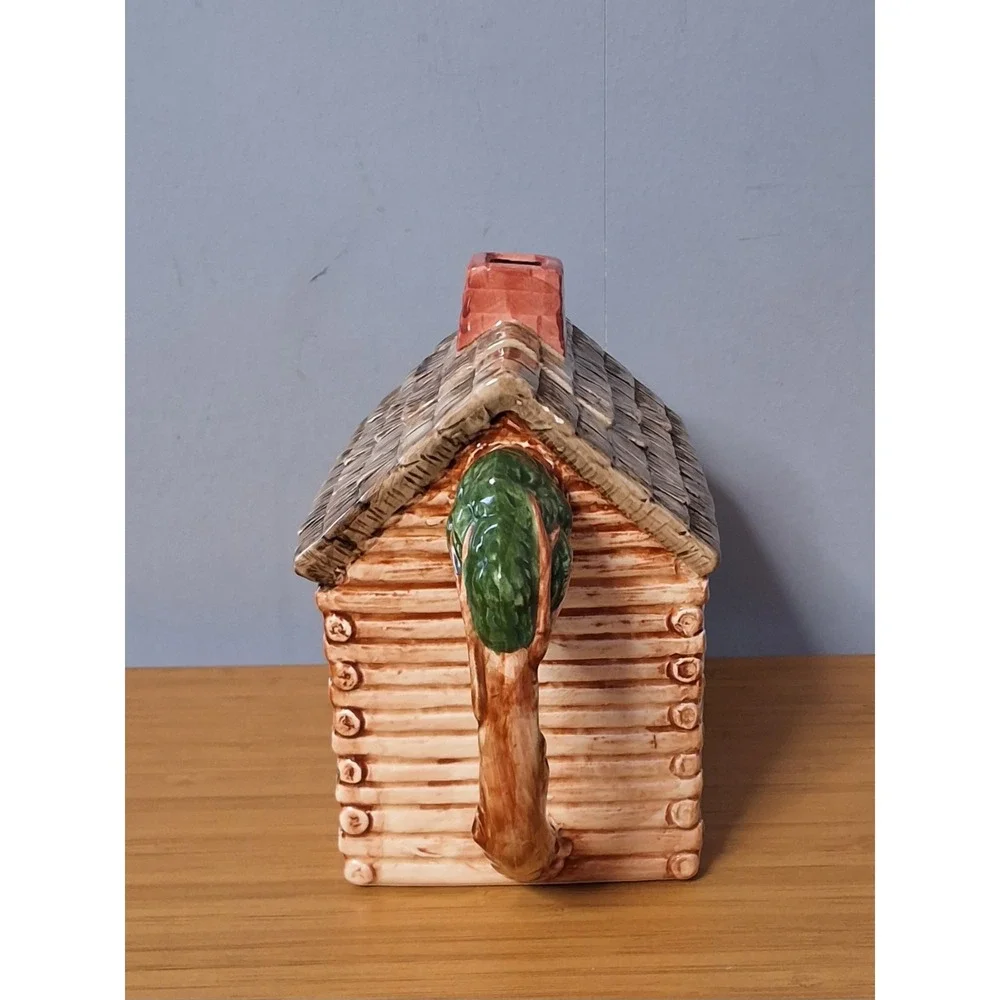 Vintage Eddie Bauer Ceramic Log Cabin Teapot Brown Made In Japan SEE PICTURES